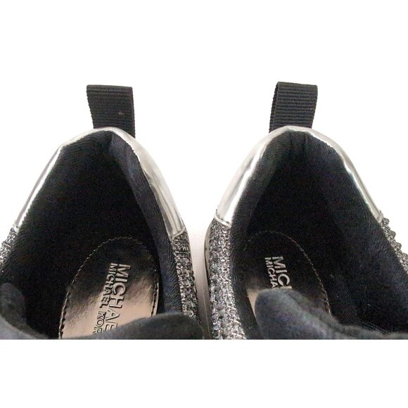 Michael Michael Kors Jada Sneakers Women 7.5 Silver Rhinestone Sparkle Luxe Glam - Picture 8 of 11
